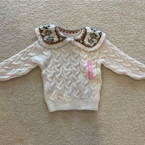 Zara White Sweater with Floral Design